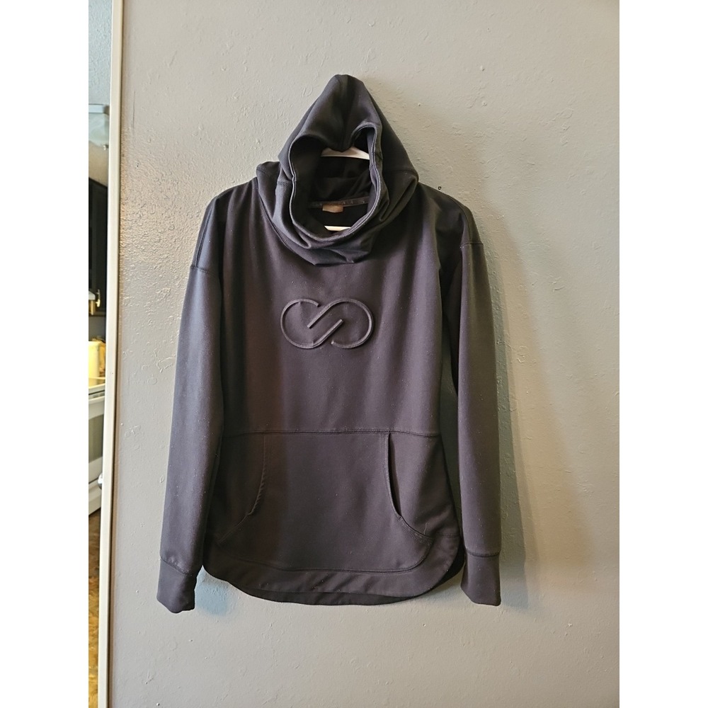 Calia Hoodie Women Small Black Pullover Round Hem Lg‎ Logo Pocket Cowl Neck(A298